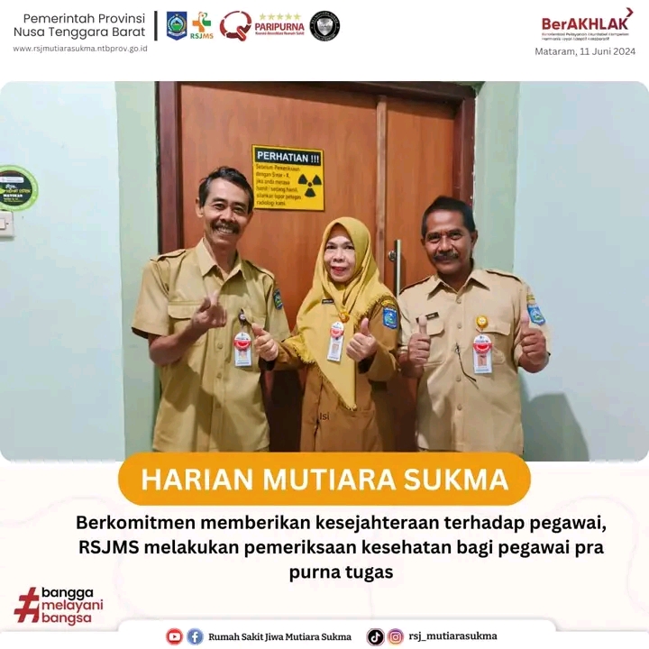 BERKOMITMEN MEMBERIKAN KESEJAHTERAAN TERHADAP PEGAWAI, RSJMS MELAKUKAN PEMERIKSAAN KESEHATAN BAGI PEGAWAI PRA  PURNA TUGAS